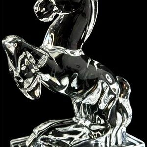 Vintage Fostoria Clear Glass Rearing Horse Bookend 7.75" Vintage 1940s MCM